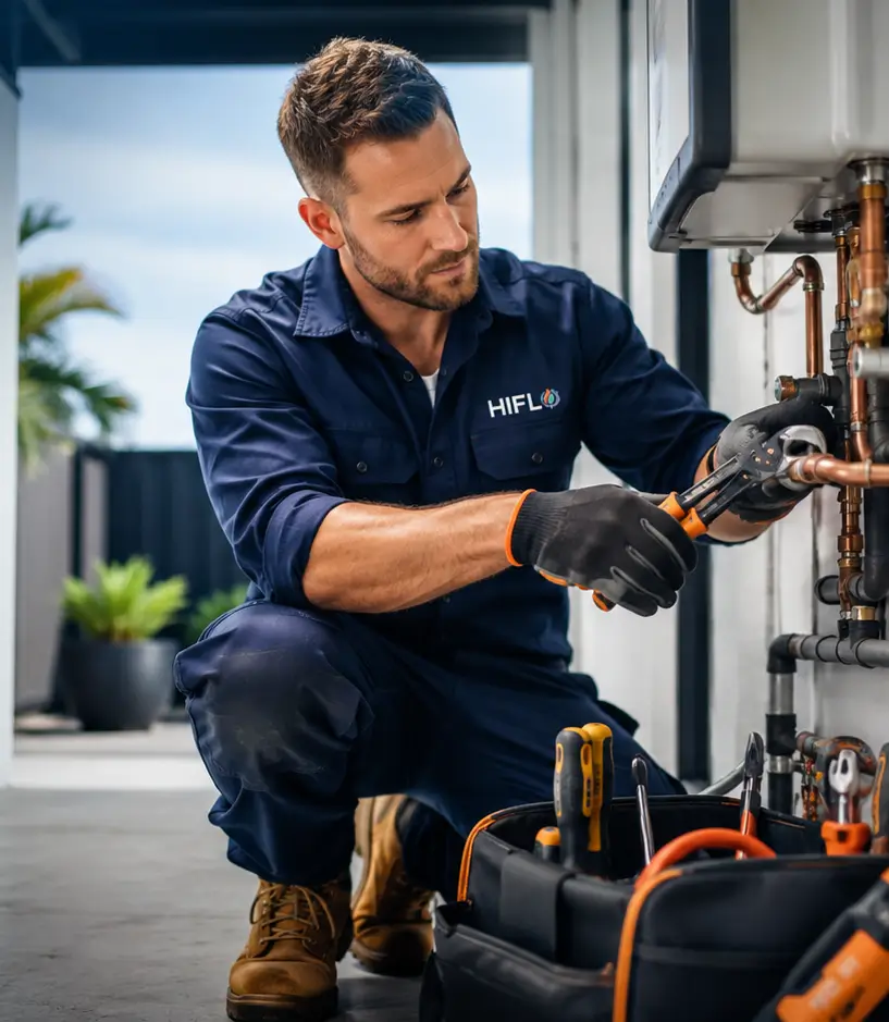 Hiflo plumber working on copper pipework